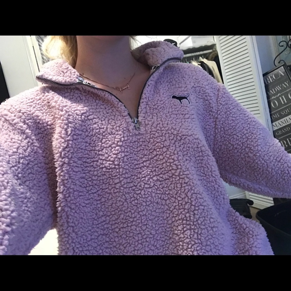 VS pink fluffy hoodie
